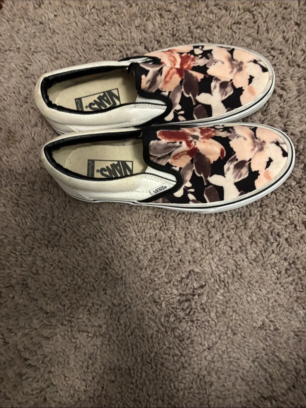 Vans Slip-On Floral Canvas Sneakers - Pink, Black, Cream